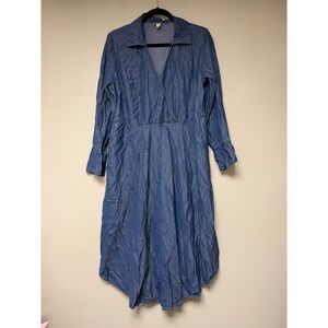 Cato 14/16W Denim Blue Long Sleeve Collared Midi Shirt‎ Dress